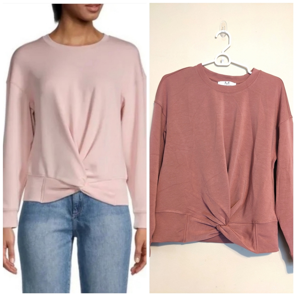 Magaschoni Twist Front Modal Sweatshirt in Mountain Rose Size Medium
